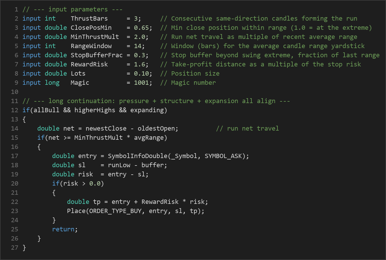 Expanding Thrust Runner MT5 EA — MQL5 source code