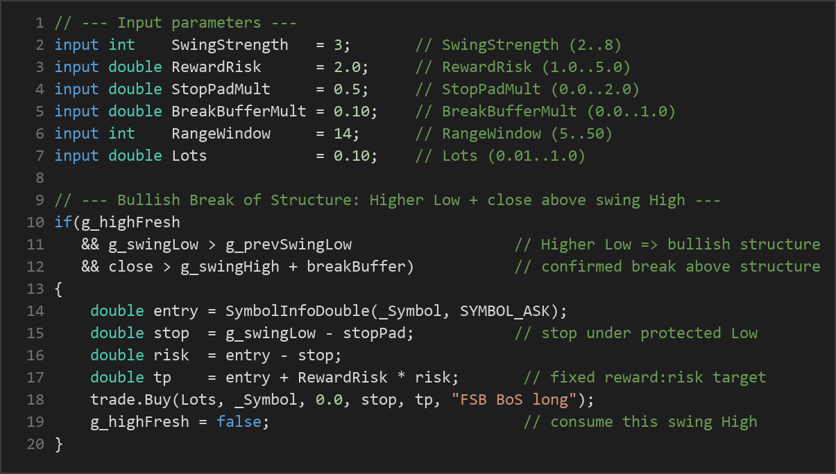 fractal structure break MT5 EA — MQL5 source code