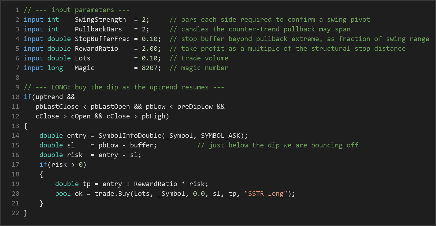 swing pivot trend following EA — MQL5 source code