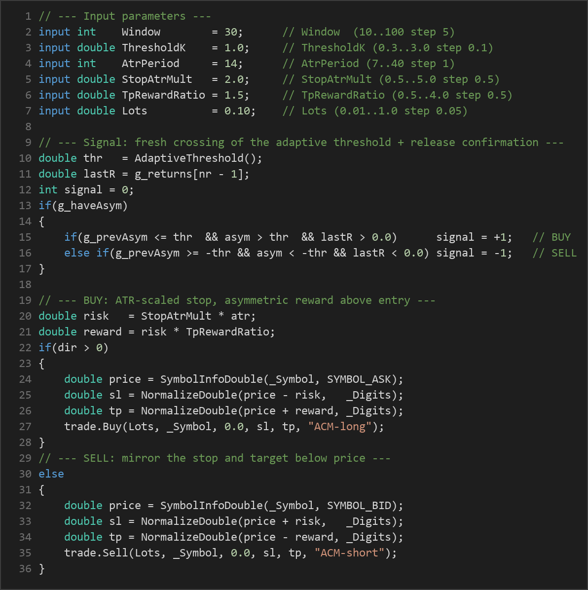 asymmetric capture momentum MT5 EA — MQL5 source code