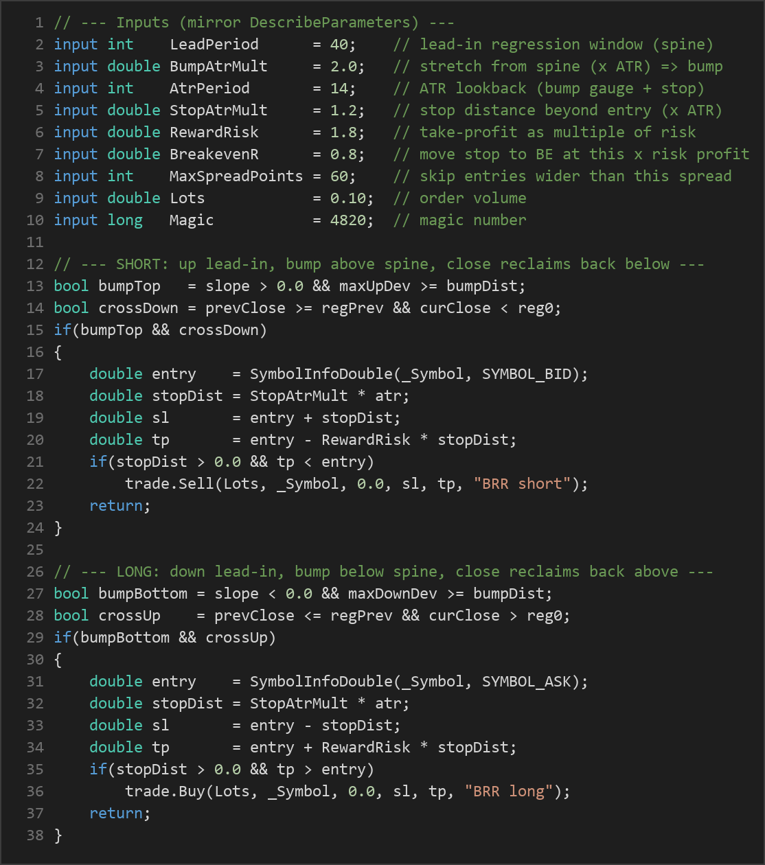 bump run reversal MT5 EA — MQL5 source code
