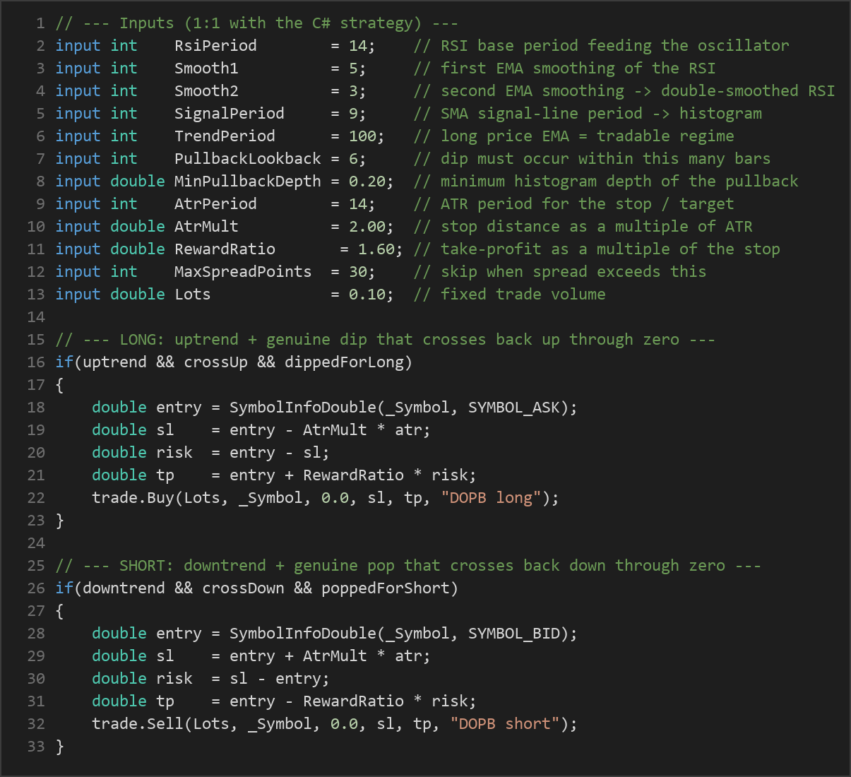 Derivative Oscillator Pullback MT5 EA — MQL5 source code