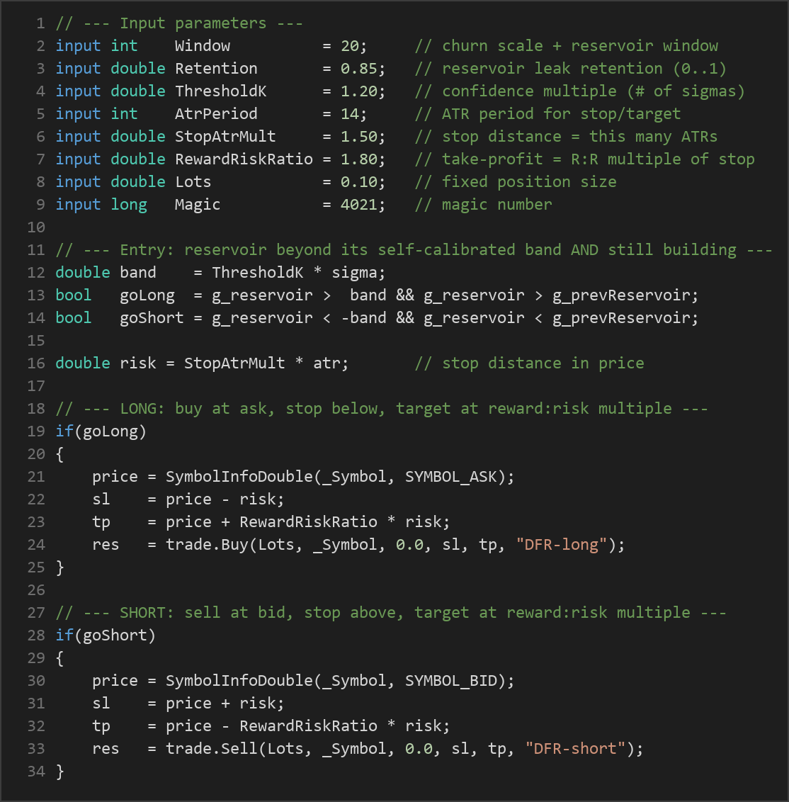 directional flow reservoir MT5 EA — MQL5 source code