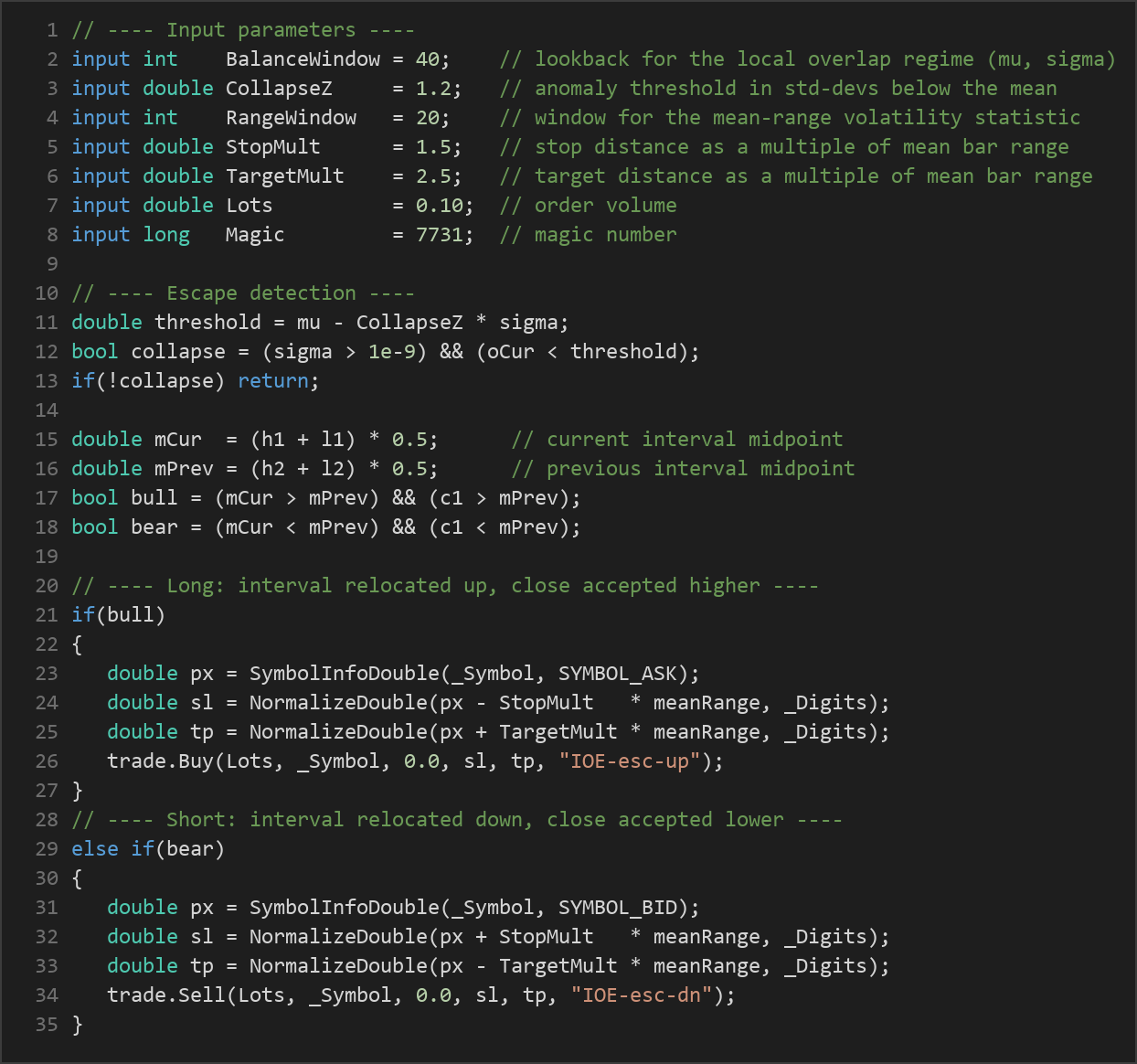 interval overlap escape MT5 EA — MQL5 source code