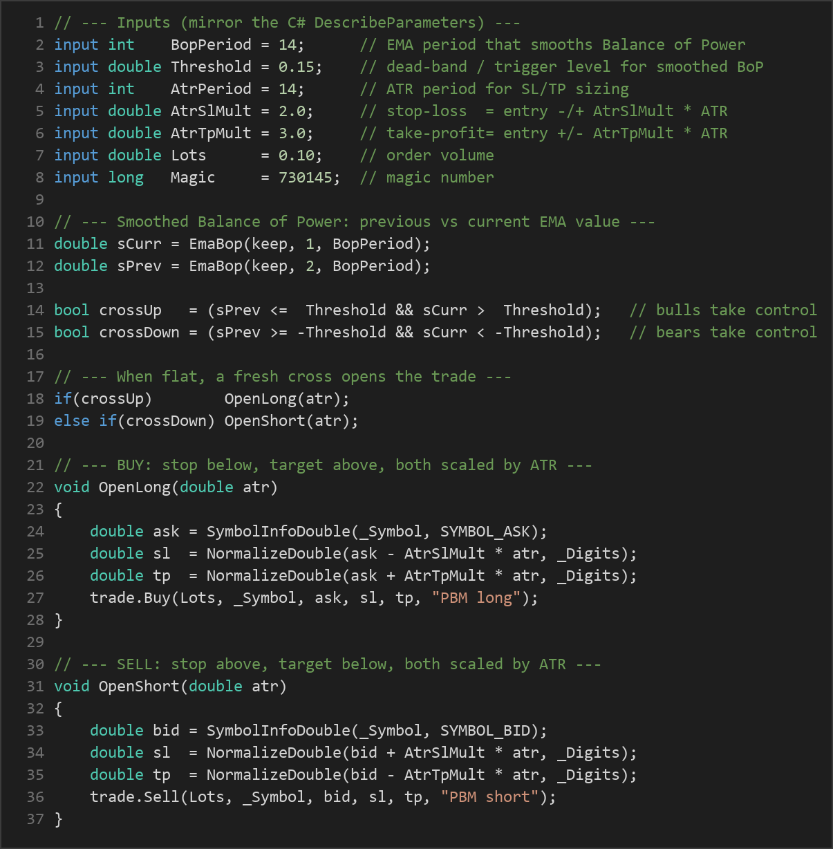 Power Balance Momentum MT5 EA — MQL5 source code