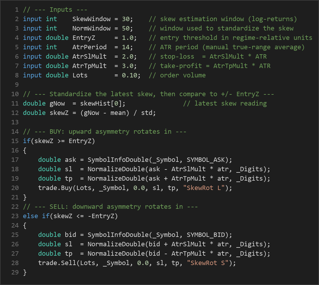 return skewness rotation MT5 EA — MQL5 source code