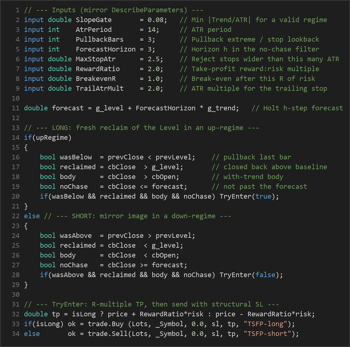 trend state forecast pullback EA — MQL5 source code
