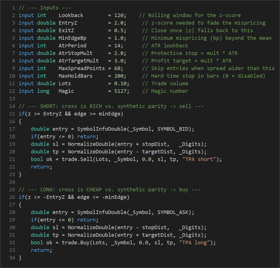 triangular parity arbitrage EA — MQL5 source code